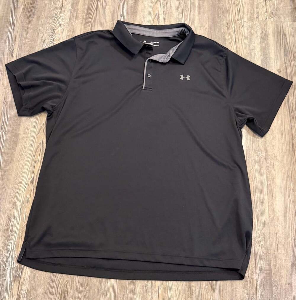 Under Armour Men's HeatGear Black Loose Fit Short Sleeve Polo Shirt 4XL